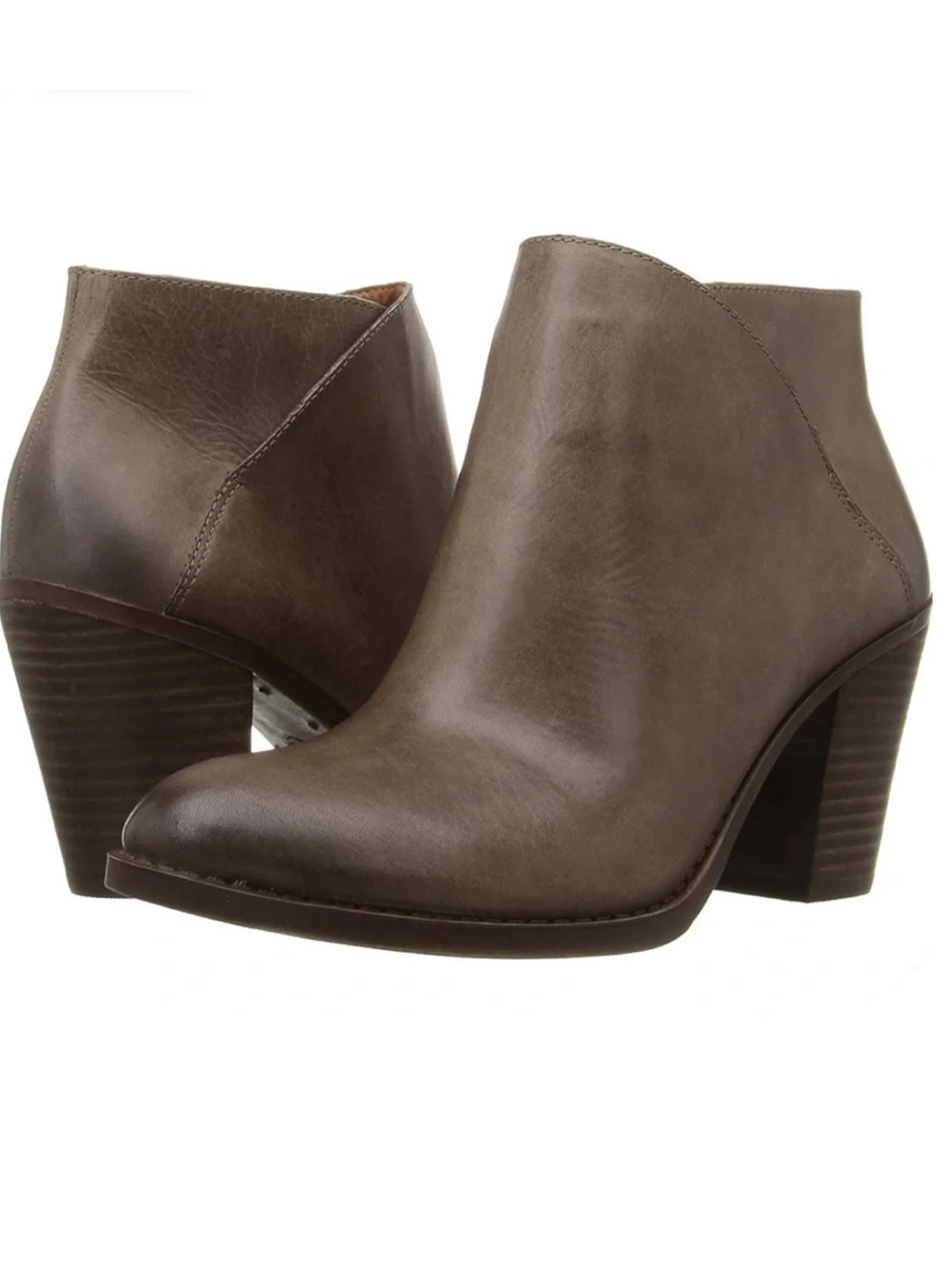 Lucky Brand Eesa slip on Brindle Cody taupe leather ankle boots sz 9